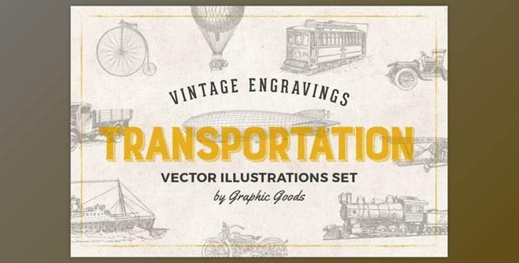 Transportation Engravings Set By Graphic Goods