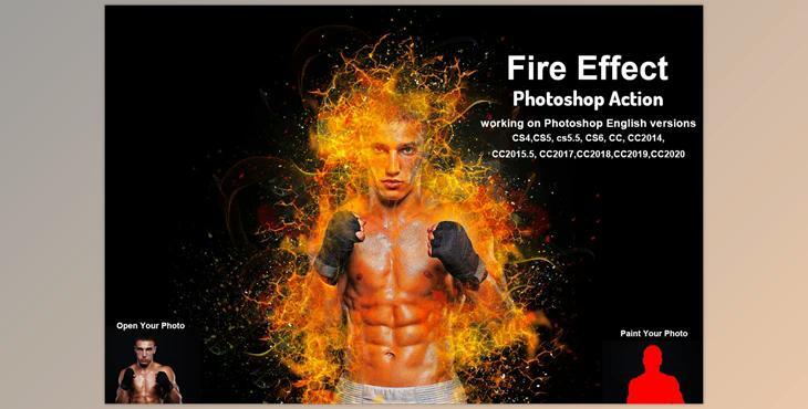 Fire Effect Photoshop Action CreativeMarket-5735159 (ABR, ATN)