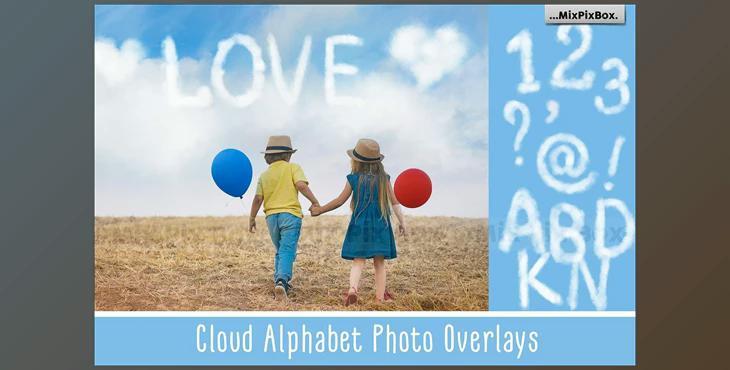 Cloud Alphabet Photo Overlays CreativeMarket - 6043491