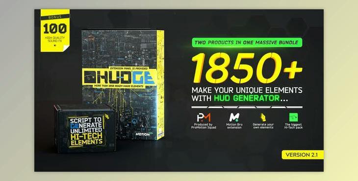 HUDGE Generator of Hi-Tech Elements 1850+ UI HUD V2.1 (Videohive 26509230)