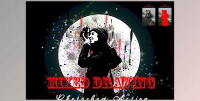 Mixed Drawing Photoshop Action CreativeMarket - 7489127