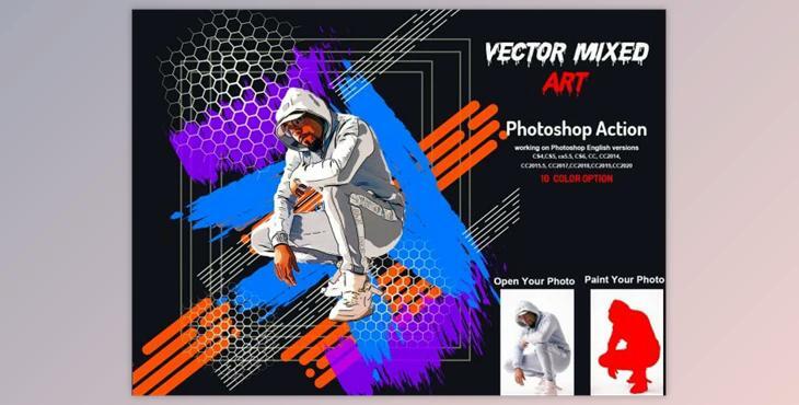 Vector Mixed Art Photoshop Action By Studio Retouch