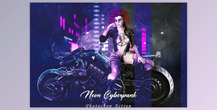 Neon Cyberpunk Photoshop Action CreativeMarket - 10912740