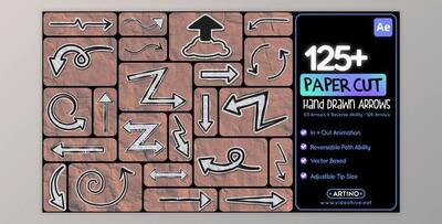 125+ Paper Cut Hand Drawn Arrows (Videohive 52789547) - AE Project