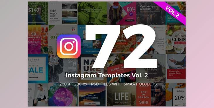 72 Instagram Templates Vol.2 CreativeMarket-2267209 (JPG, PSD)