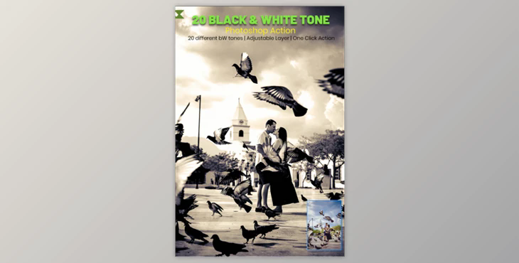 20 Black & White Tone Photoshop Action By psxpert