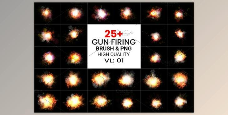 PS Gun Firing Brushes & Png Pack CreativeMarket-6225317 (PNG)