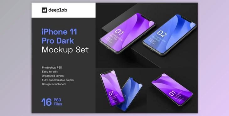 Dark iPhone 11 Pro Dark Mockup CreativeMarket 5212746
