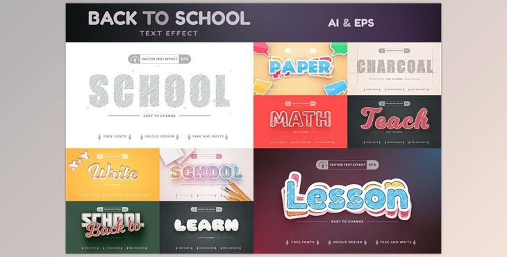 Set 10 School Editable Text Effects CreativeMarket - 7401414