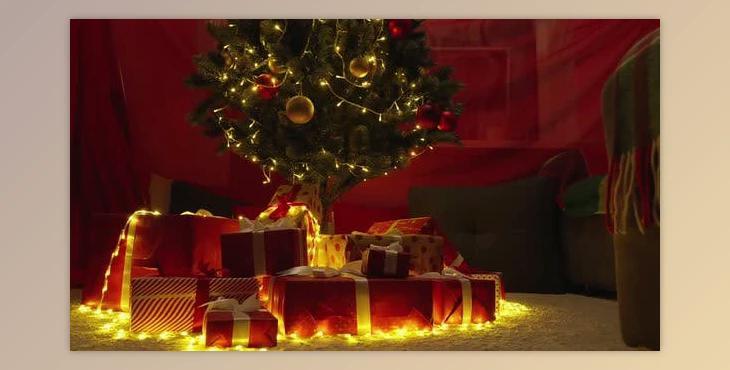 The Magic of Christmas Wishes a Christmas Tree Decorated with Gifts Opens the Pages of the Christmas (Videohive 47811873)