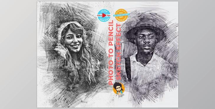 Photo to Pencil Sketch Effect CreativeMarket-6117774 (ATN, PAT, ABR)