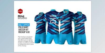 Half Zipper Polo Shirt Mockup v.03 CreativeMarket - 7461306