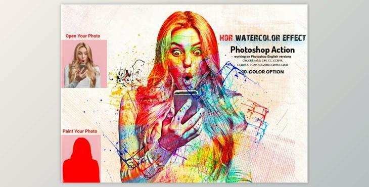 HDR Watercolor Effect PS Action By Studio Retouch