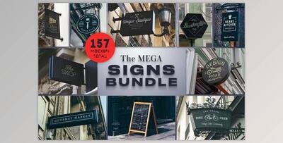 The Mega Signs Bundle CreativeMarket-3752319 (JPG, PSD)
