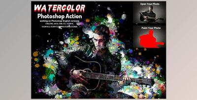 Watercolor Photoshop Action CreativeMarket-5793829 (PAT, ABR, ATN)