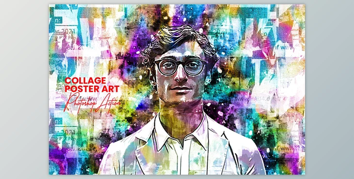 Collage Poster Art Photoshop Action - 92528352