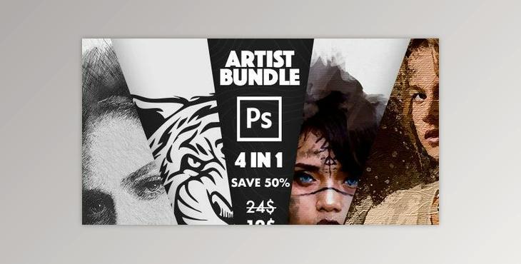4 in 1 Artist Bundle Photoshop Actions GraphicRiver-31038403 (ABR, PAT, ATN)