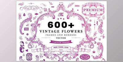 600+ Vintage Frames and Emblems (CreativeMarket - 698008)