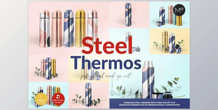 Steel Thermos Mock-ups CreativeMarket-5502501 (PSD)