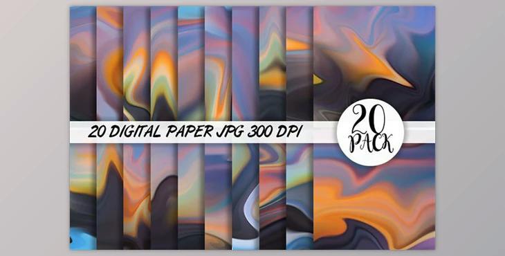 Digital paper design realistic wave Creativemarket - 10896839