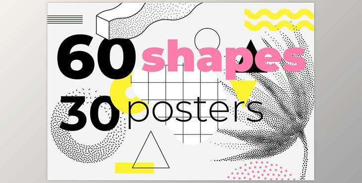 60 Geometric Shapes, 30 Posters – CreativeMarket 2350852 (EPS, PNG, JPG, AI)