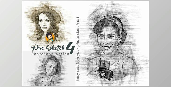 Pro Sketch Photoshop Action CreativeMarket-5777112 (ATN, ABR, PAT)