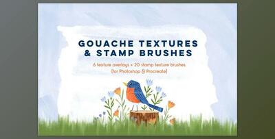 Gouache Textures + Stamp Brushes CreativeMarket 5884031
