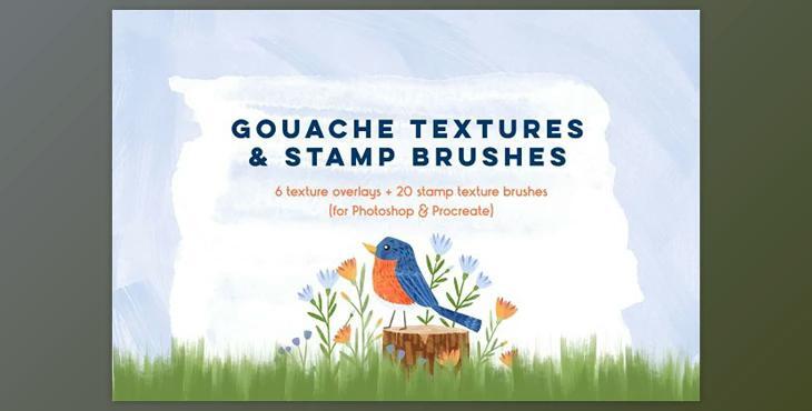 Gouache Textures + Stamp Brushes CreativeMarket 5884031