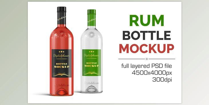 Clear Rum Brandy Vodka Bottle Mockup CreativeMarket-4536211