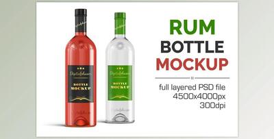 Clear Rum Brandy Vodka Bottle Mockup CreativeMarket-4536211