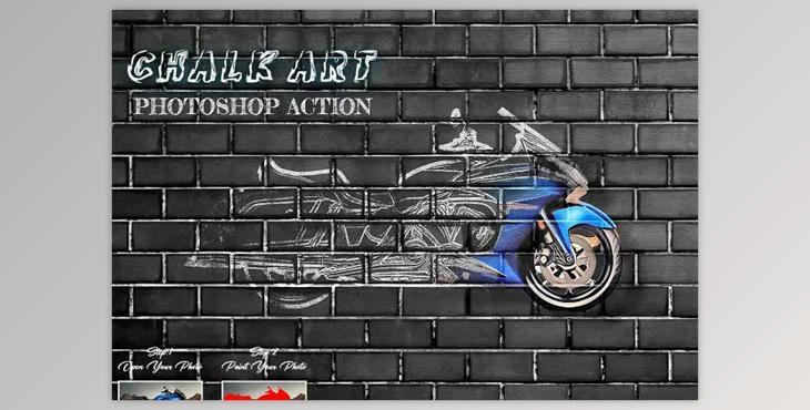 Chalk Art Photoshop Action CreativeMarket - 12164536