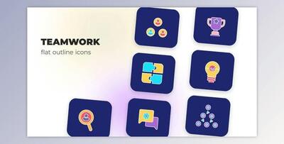 Teamwork – Flat Outline Icons (Videohive 45848108) - AE Project