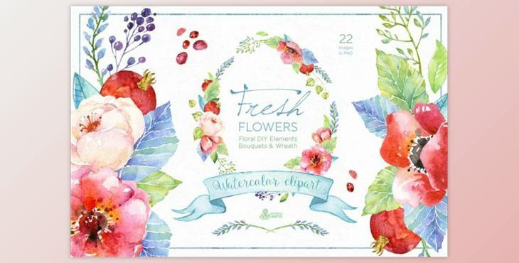 Fresh Flowers Watercolor Pack By Octopusartis (PNG)