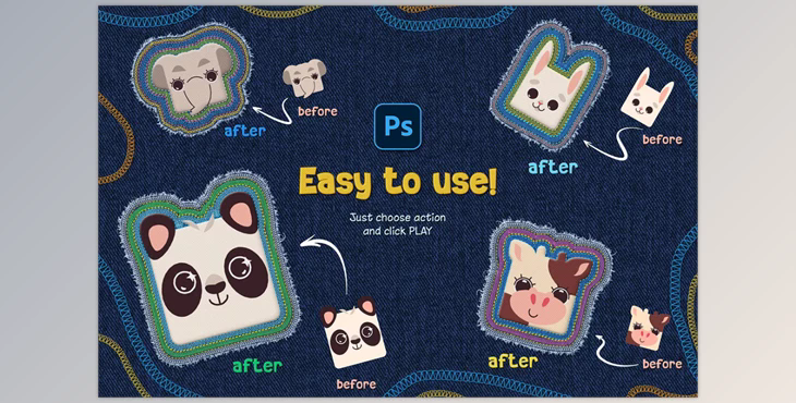 Embroidery Sticker Photoshop Action - 92526074