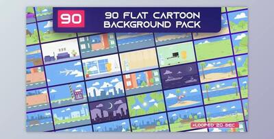 90 Flat Cartoon Background Pack - AE (Videohive 33333960) - AE Project