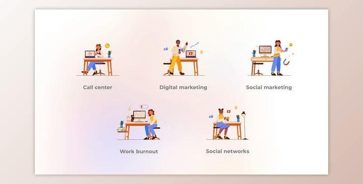 Social Marketing – Cartoon People Concepts (Videohive 45848833) - AE Project