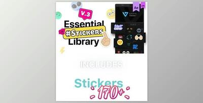 Essential Stickers Library V3 (Videohive 21180366) - AE Project For badge, cartoon, emotions, essentail, facebook