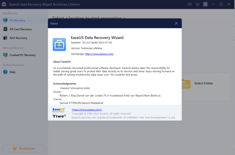 EaseUS Data Recovery Wizard Technician 16.2 Win / 13.8.5 macOS