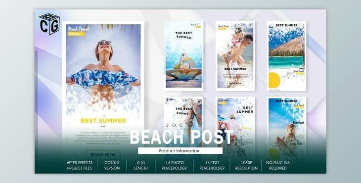 Travel Beach Social Promo B178 (Videohive 34250048) - AE Project