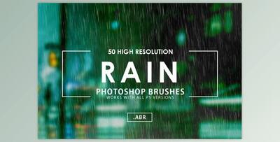 50 Rain Photoshop Brushes CreativeMarket-3070624 (ABR)