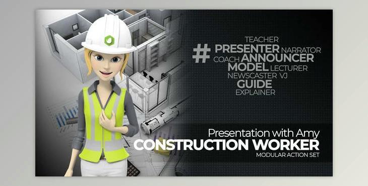 Presentation With Amy Construction Worker (Videohive 37313431) - AE Project