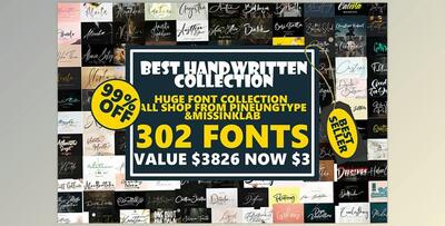 Creativefabrica – 302 FONT BUNDLE ENTIRESHOP ALL in