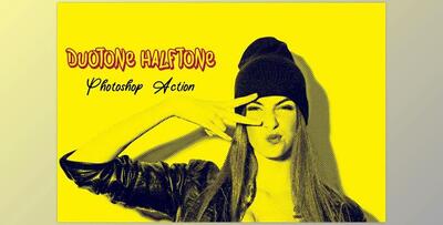 Duotone Halftone Photoshop Action CreativeMarket - 7481628