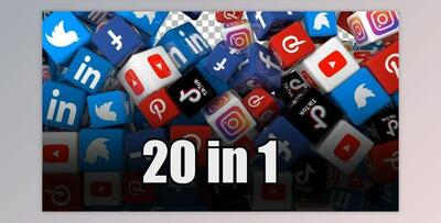 Social Media Icons Transition Pack (Pack of 20) (Videohive 30973598) - AE Project