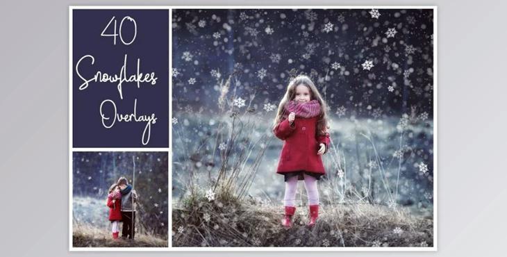 40 Dreamy Snowflakes PNG Overlays By LovePhotoMoment