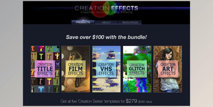 Creation Effects Bundle – These popular After Effects templates offer a huge variety of custom effects and presets.