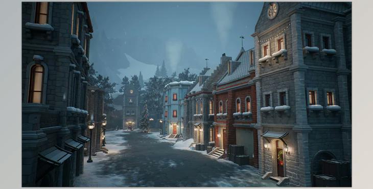 Unreal Engine - Environments Stylized winter city environment (Engine Version 5.1-5.2)