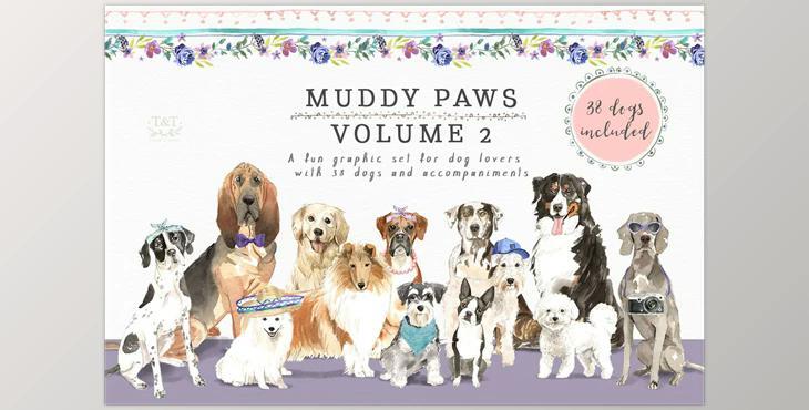 CreativeMarket Muddy Paws Volume 2 – Dogs Galore (2388098)