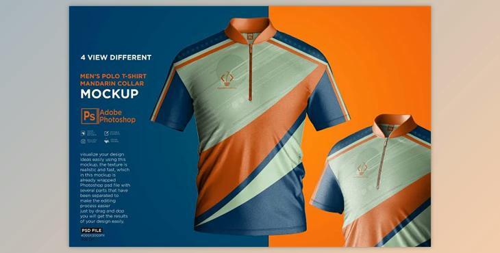 Polo T-Shirt Mandarin Collar CreativeMarket - 7512975