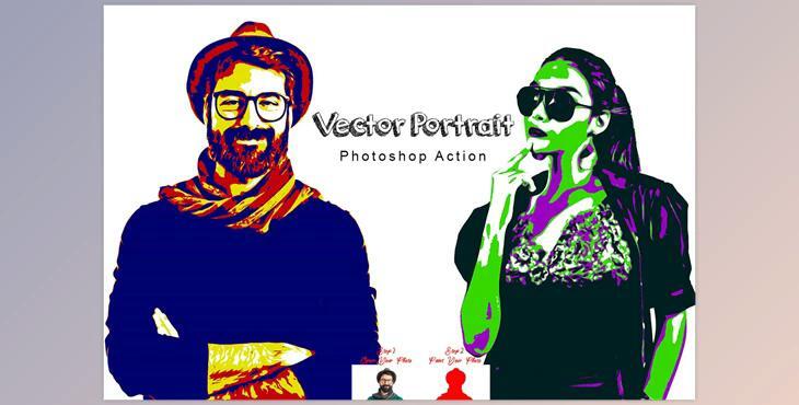 Vector Portrait Photoshop Action CreativeMarket - 7505139